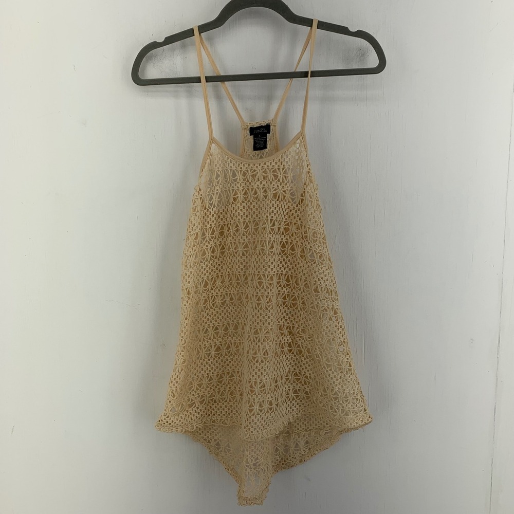 Vtg Y2K Rue21 Womens Large Crochet Racer Back Tank Top Cami Fairy Boho Festival